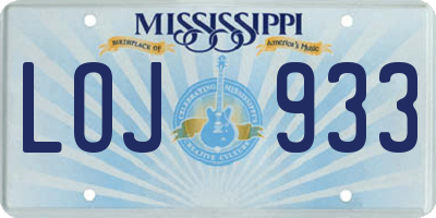 MS license plate LOJ933