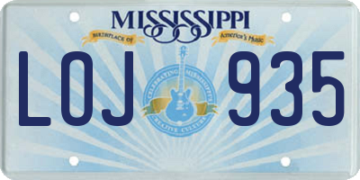 MS license plate LOJ935