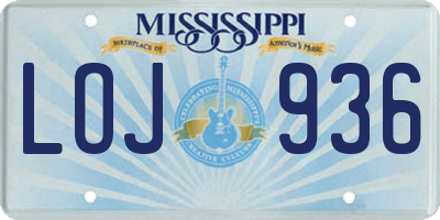 MS license plate LOJ936