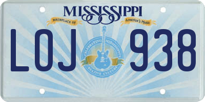 MS license plate LOJ938