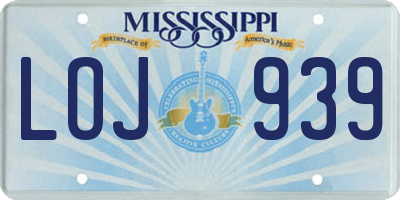 MS license plate LOJ939