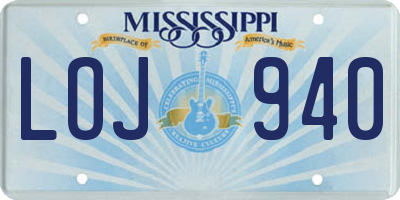 MS license plate LOJ940