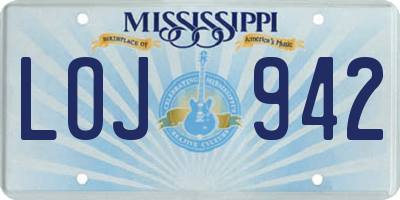 MS license plate LOJ942