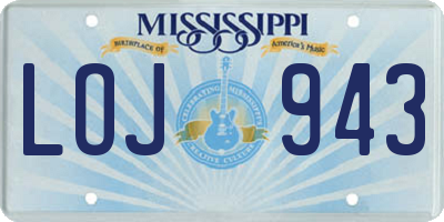 MS license plate LOJ943