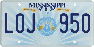 MS license plate LOJ950