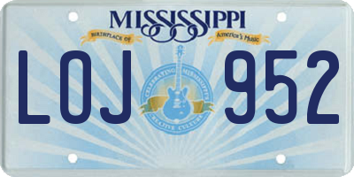 MS license plate LOJ952