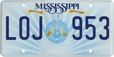 MS license plate LOJ953