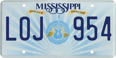 MS license plate LOJ954