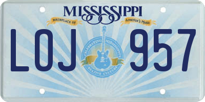 MS license plate LOJ957