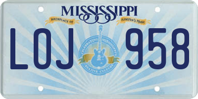 MS license plate LOJ958