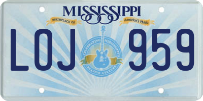 MS license plate LOJ959