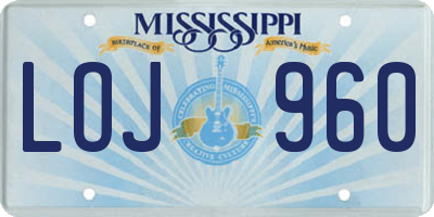MS license plate LOJ960
