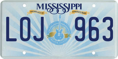 MS license plate LOJ963