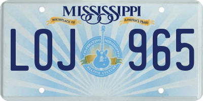 MS license plate LOJ965