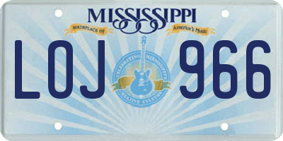 MS license plate LOJ966