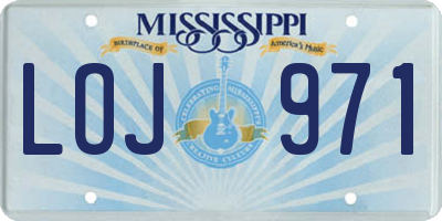MS license plate LOJ971