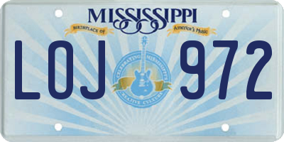 MS license plate LOJ972