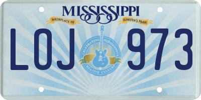 MS license plate LOJ973