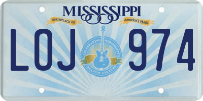 MS license plate LOJ974