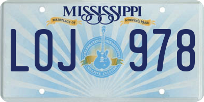 MS license plate LOJ978