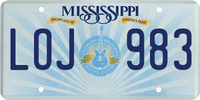 MS license plate LOJ983