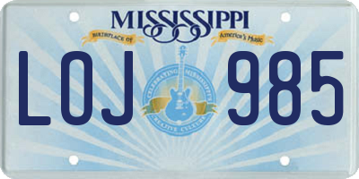 MS license plate LOJ985