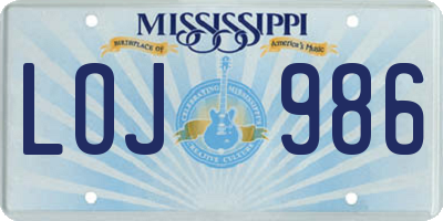 MS license plate LOJ986