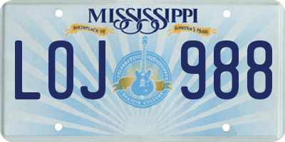 MS license plate LOJ988