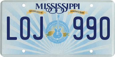 MS license plate LOJ990