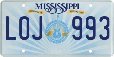 MS license plate LOJ993