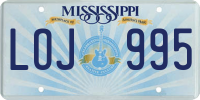 MS license plate LOJ995