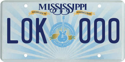 MS license plate LOK000