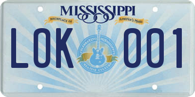 MS license plate LOK001
