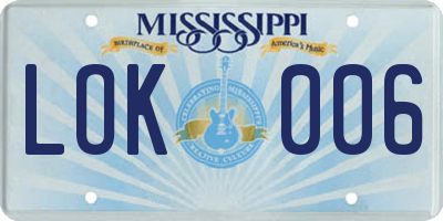 MS license plate LOK006