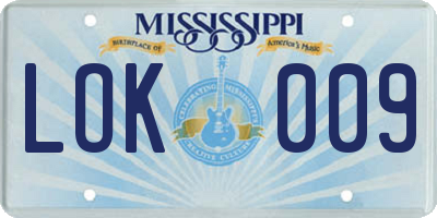MS license plate LOK009