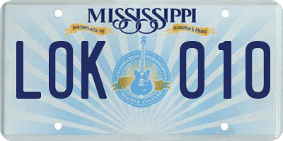 MS license plate LOK010