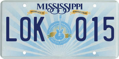 MS license plate LOK015
