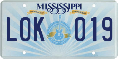 MS license plate LOK019