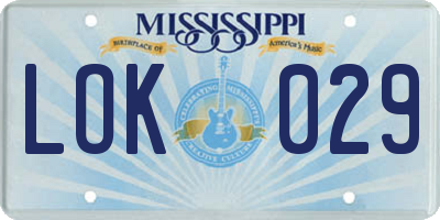MS license plate LOK029