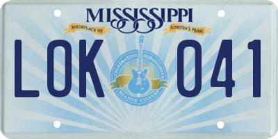 MS license plate LOK041