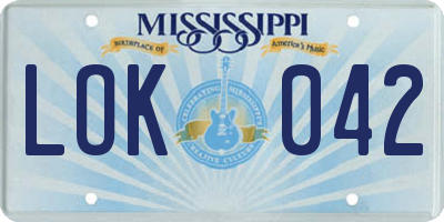 MS license plate LOK042