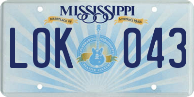 MS license plate LOK043