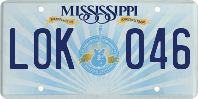 MS license plate LOK046