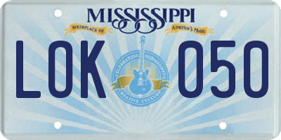 MS license plate LOK050
