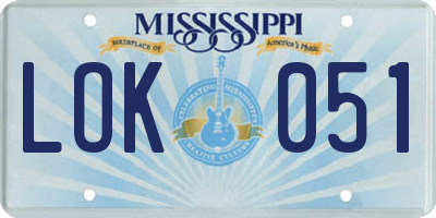 MS license plate LOK051