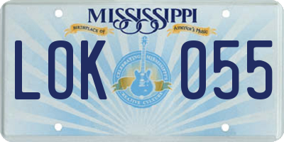 MS license plate LOK055