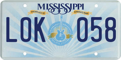 MS license plate LOK058