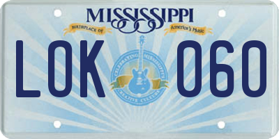 MS license plate LOK060