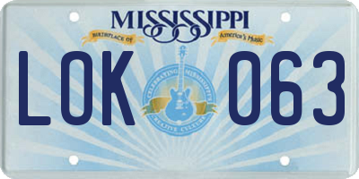 MS license plate LOK063