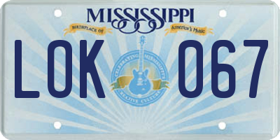 MS license plate LOK067